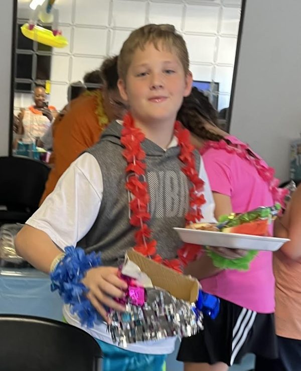 Child getting lunch in school cafeteria